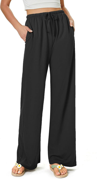 Women's High-Waisted Casual Pants with Loose Drawstring