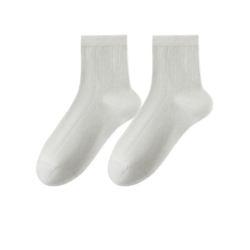 Women's Thin Cotton Socks - Antibacterial, Odor-Resistant, Pilling-Resistant, Mid-Calf Length