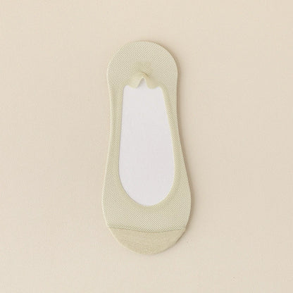 Women's Summer Lightweight Anti-Slip Non-Slip Pure Cotton Ice-Silk Low-Cut Invisible Socks