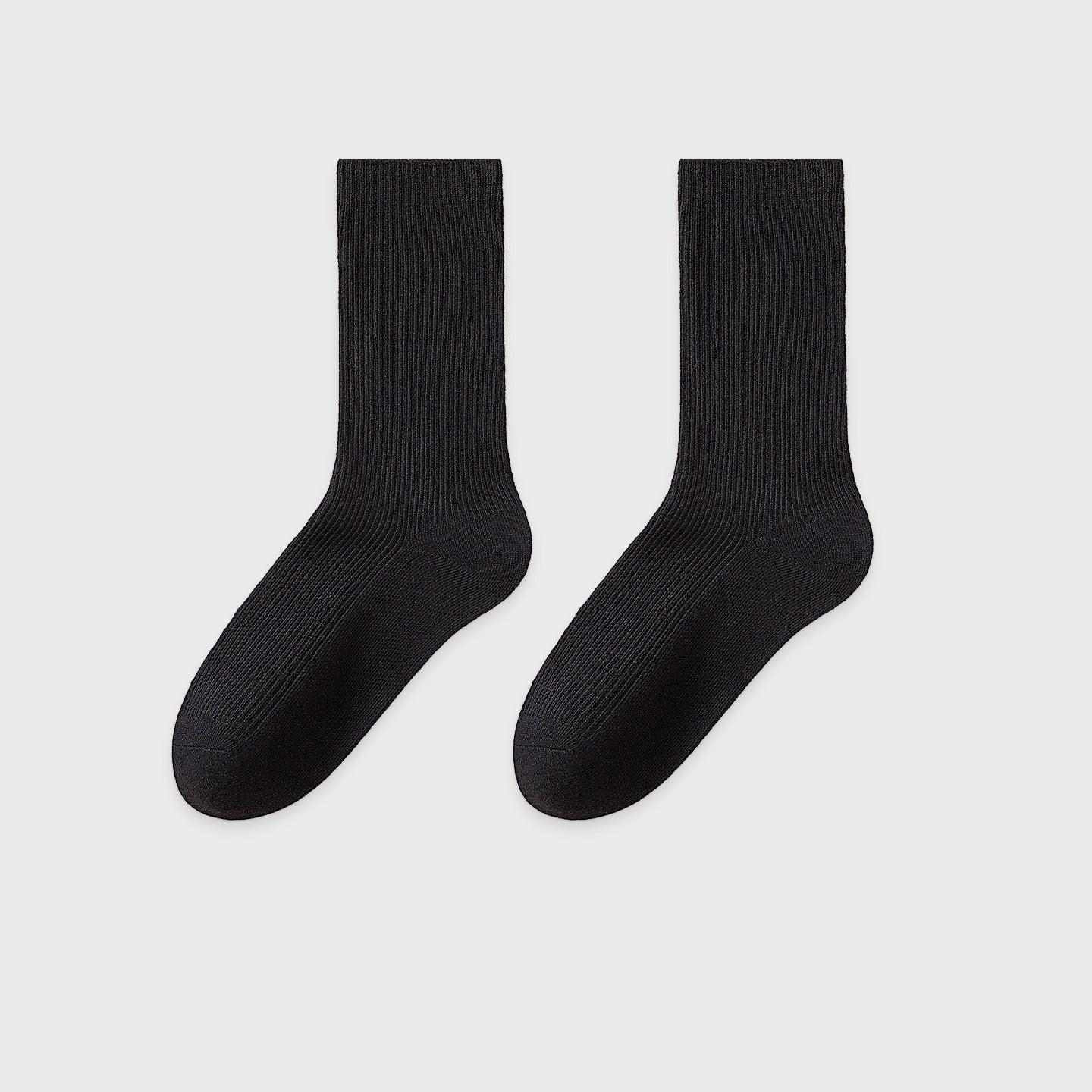Women's Mid-Calf Cotton Socks for Fall/Winter Fine-Strip Knit Japanese Style White Puffy Socks