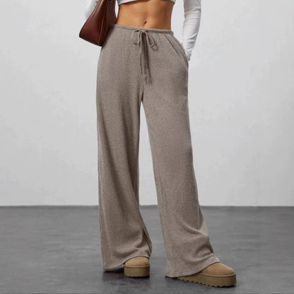 Solid-Color Casual Relaxed-Fit Fall/Winter Wide-Leg Pants
