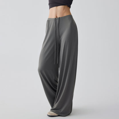 Women's Loose-Fit Wide-Leg Yoga Pants Drawstring Elastic Waist Sports Pants