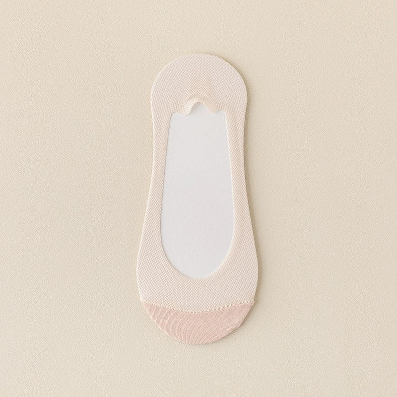 Women's Summer Lightweight Anti-Slip Non-Slip Pure Cotton Ice-Silk Low-Cut Invisible Socks
