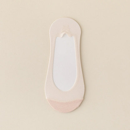 Women's Summer Lightweight Anti-Slip Non-Slip Pure Cotton Ice-Silk Low-Cut Invisible Socks