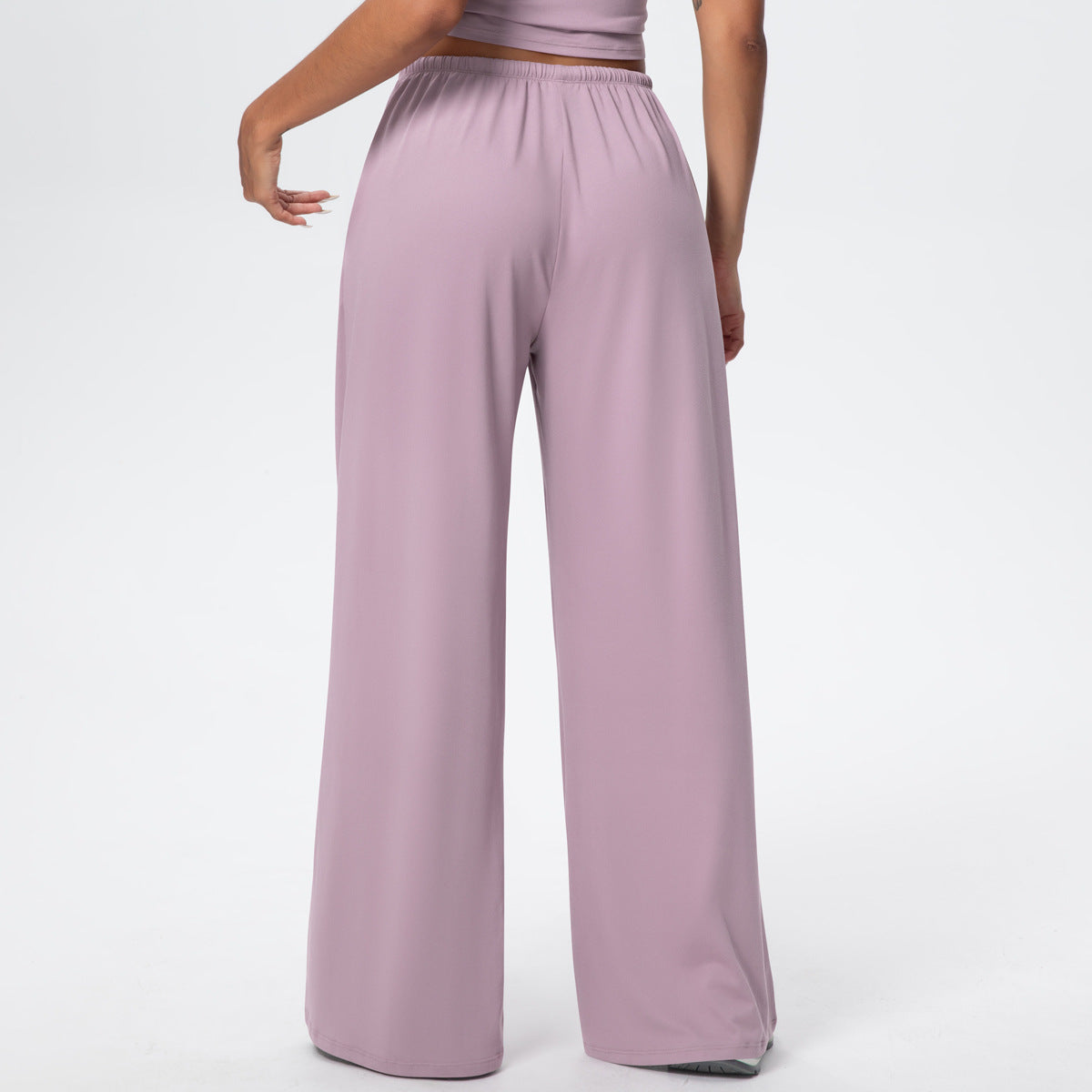 Drawstring Brushed Yoga Pants, Wide-Leg Pants, Athletic Trousers