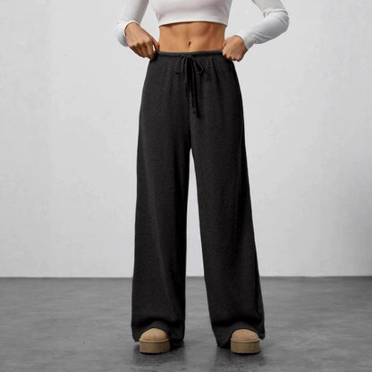 Solid-Color Casual Relaxed-Fit Fall/Winter Wide-Leg Pants