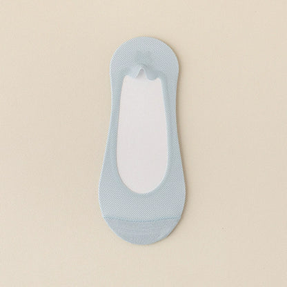 Women's Summer Lightweight Anti-Slip Non-Slip Pure Cotton Ice-Silk Low-Cut Invisible Socks