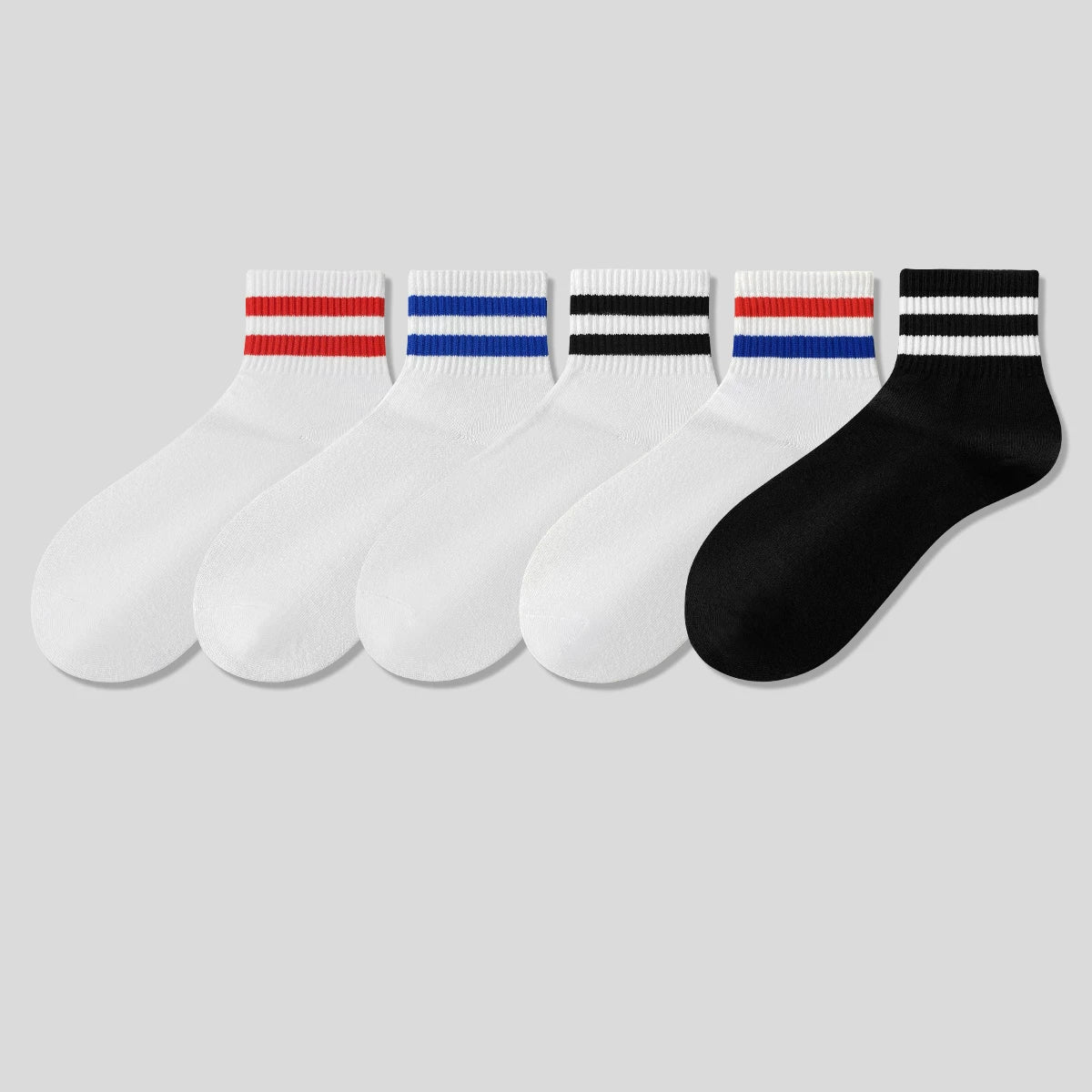 Men & Women Athletic Crew Socks – Cotton Breathable Sport Socks with Stripe Design