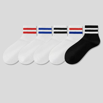 Men & Women Athletic Crew Socks – Cotton Breathable Sport Socks with Stripe Design